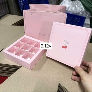 HỘP ĐỰNG 10 SET  SOCOLA 8,9,12 VIÊN (set hộp + túi )