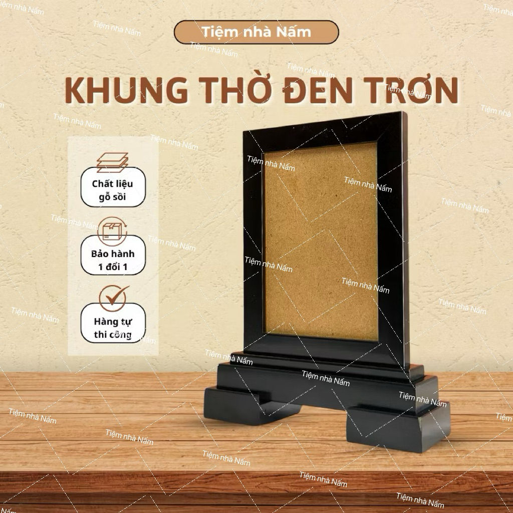 Khung hình đế thờ đen mã M202D, chất liệu Composite - tặng kèm mặt mica