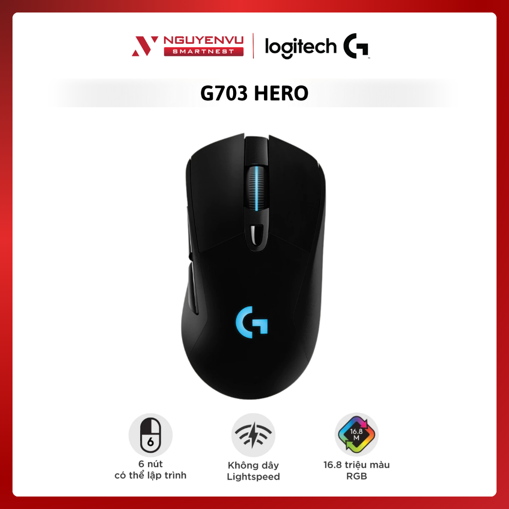 Chuột Gaming không dây LIGHTSPEED Logitech G G703 Hero | Hàng chính hãng - Bảo hành 24 tháng