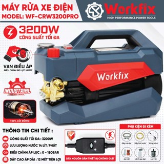 Máy rửa xe áp lực cao WORKFIX WF-CRW3200PRO, Công suất 3200W - Có chỉnh áp - Công Tắc Chống Giật
