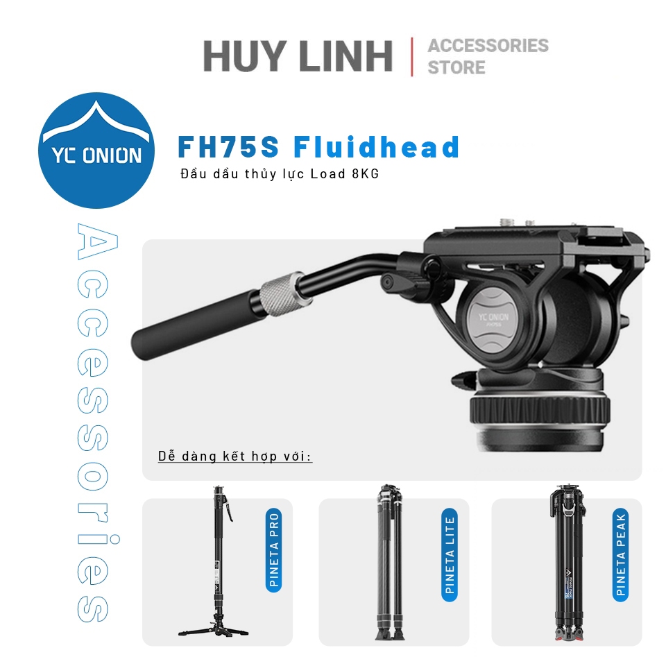 YC Onion FH75S Fluidhead đầu dầu thủy lực cao cấp tải 8kg chính hãng