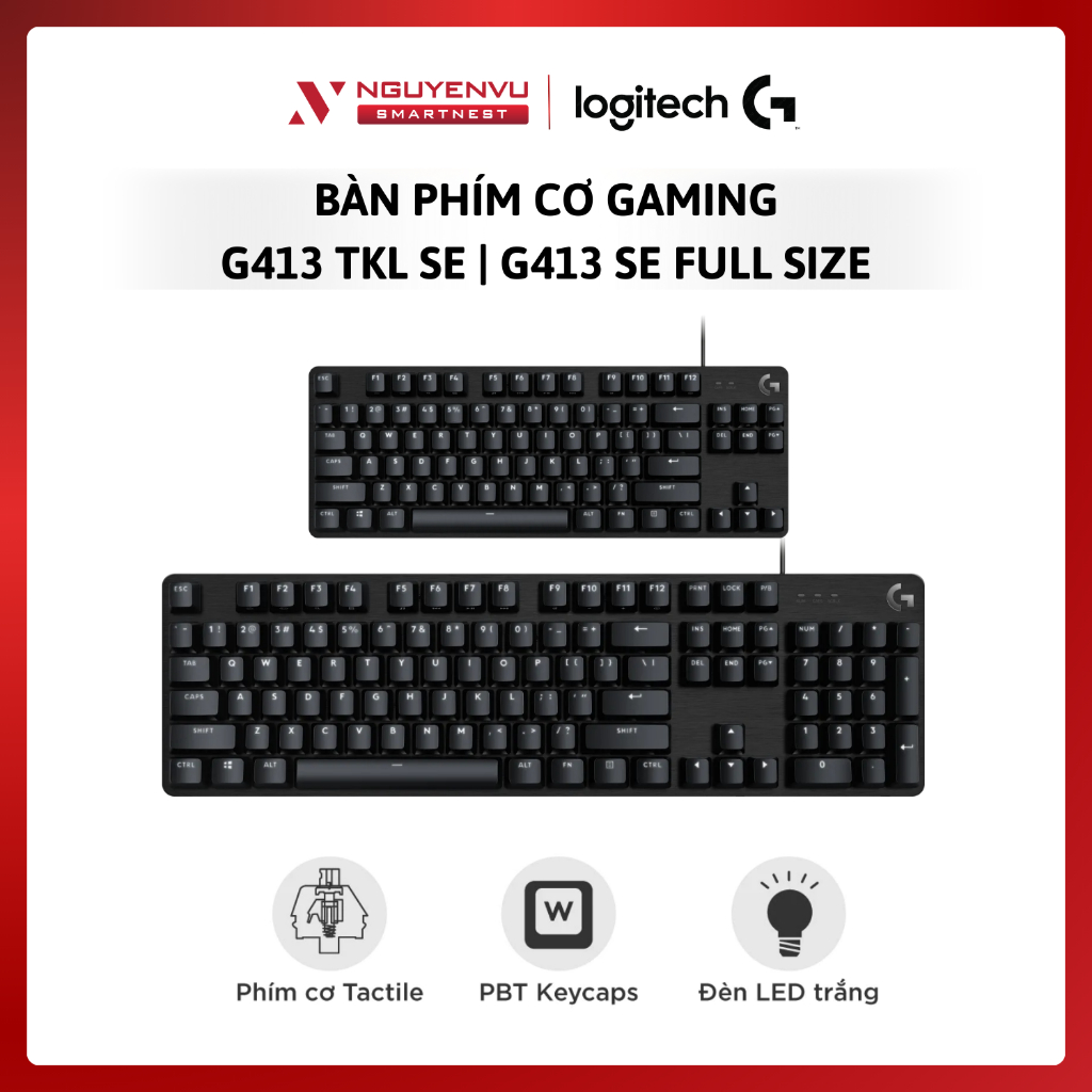 Bàn phím cơ gaming Logitech G413 TKL SE | G413 SE Full size - Keycap PBT AntiGhosting | BẢO HÀNH 2 N