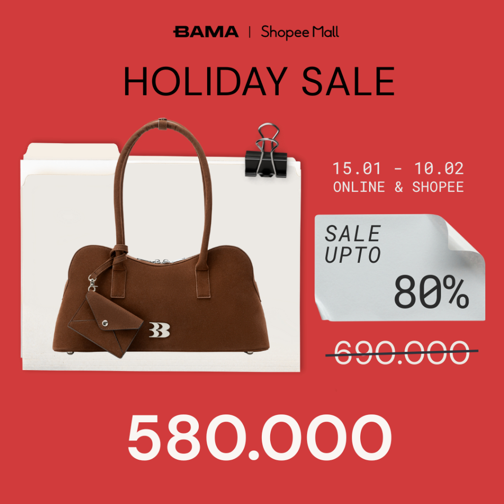 Túi đeo vai nữ da lộn BAMA Curve Suede Bag thời trang đi chơi dạo phố