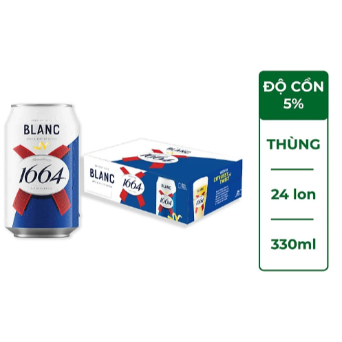 Thùng 24 lon Bia Pháp Kronenbourg 1664 Blanc (330ml/lon) - Độ cồn 5%