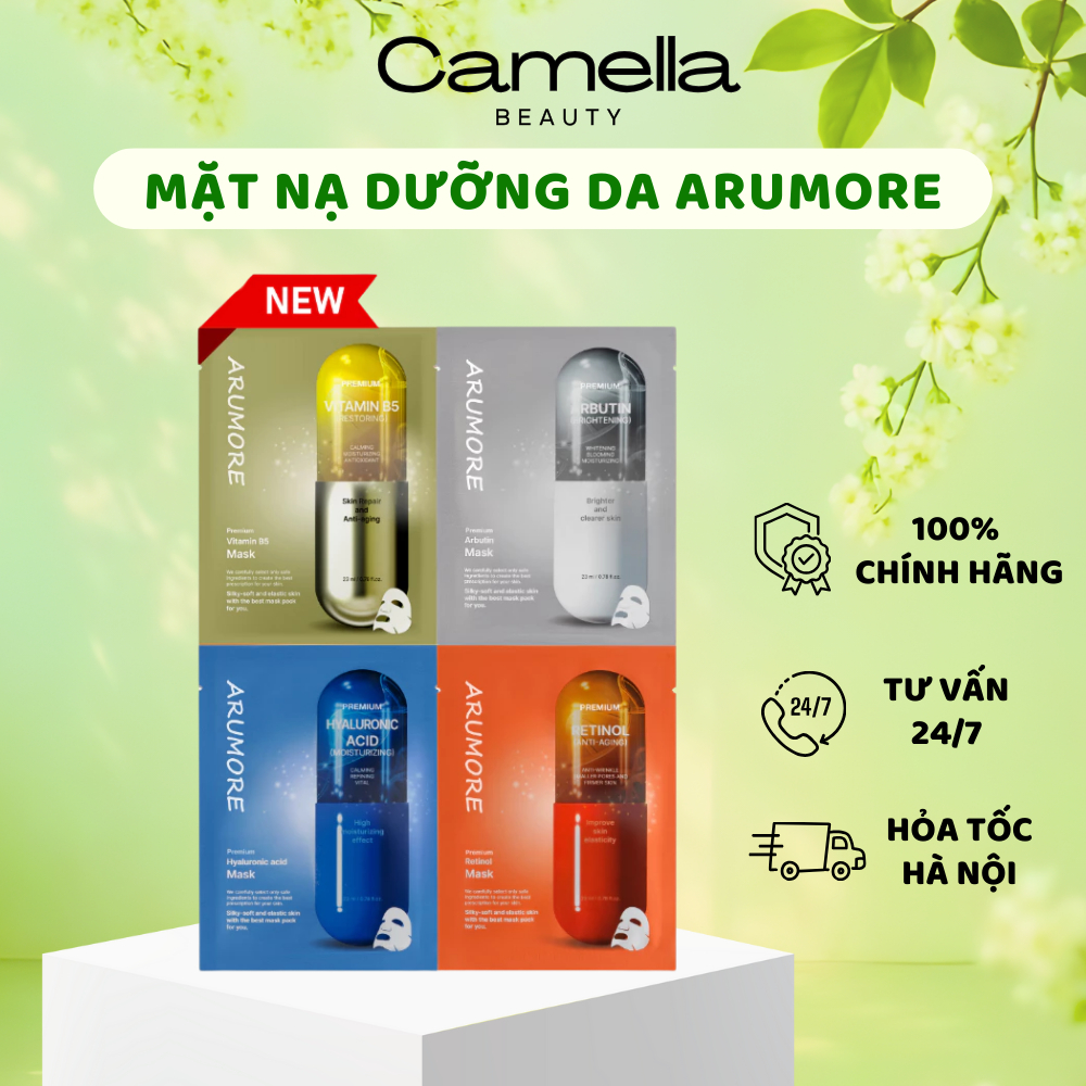 Combo 10 miếng mặt nạ Arumore dưỡng ẩm, trắng da - Camella Beauty