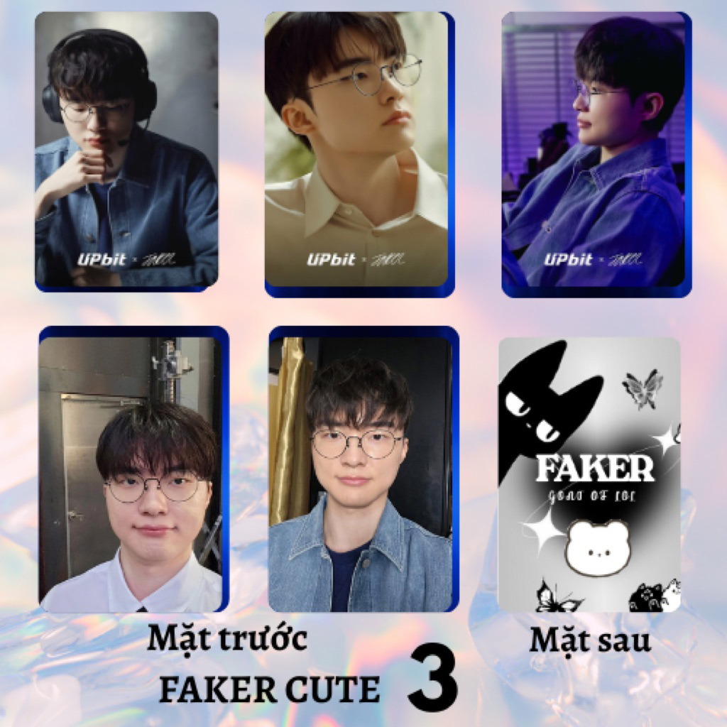 Set 5 card bo góc Faker XINH 2025 T1 -Vô địch CKTG- Liên minh huyền thoại in 1 mặt cán bóng