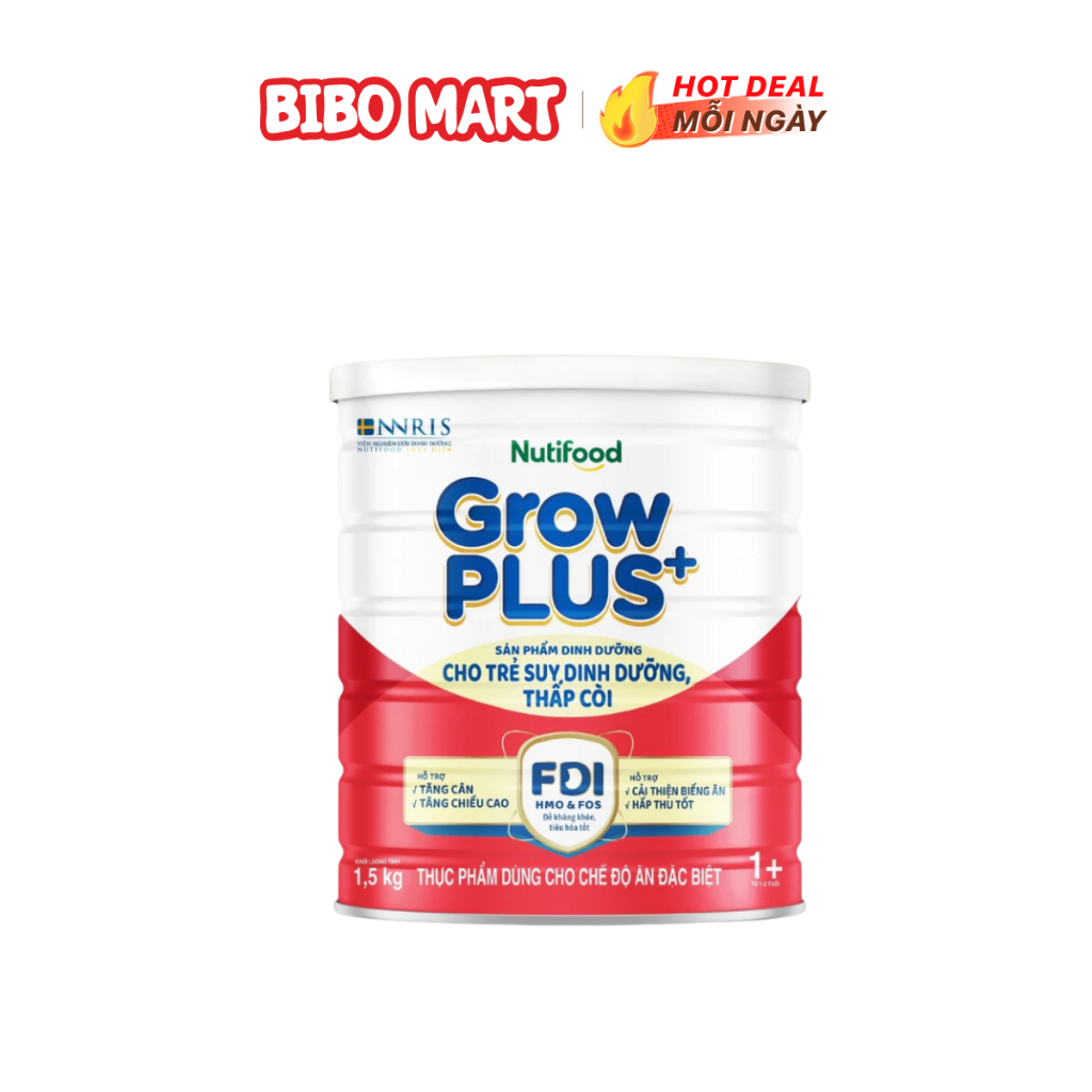 Sữa Bột GrowPLUS+ Đỏ Tiêu Hóa Tốt Tăng Cân Đề Kháng Phát Triển Não Bộ 1,5kg Bé - BiboMart