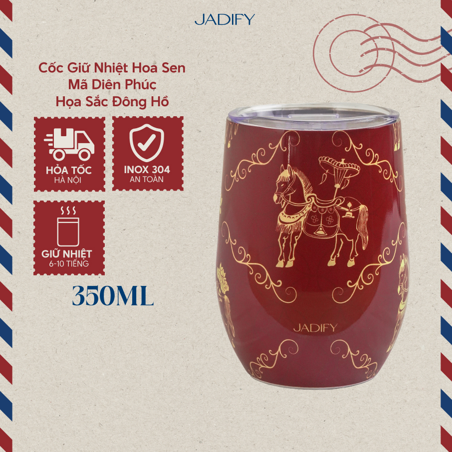 Cốc Giữ Nhiệt Họa Sắc Đông Hồ - Eggy Cup "Dong Ho Year of the Horse" – 350ml - BST "Mã Diên Phúc" - 
