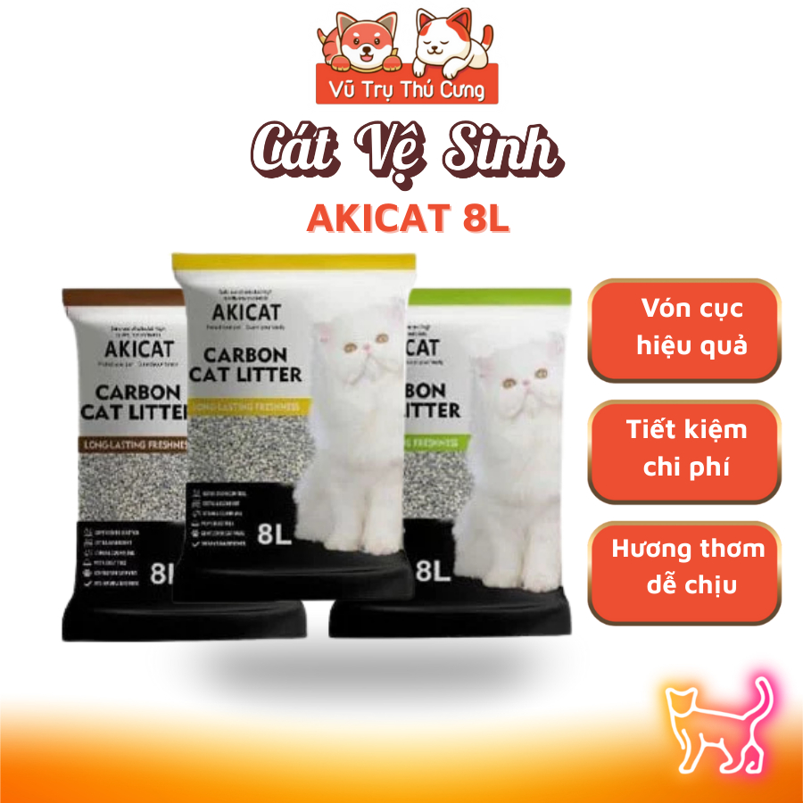 Cát vệ sinh cho Mèo than hoạt tính AKICAT 8L