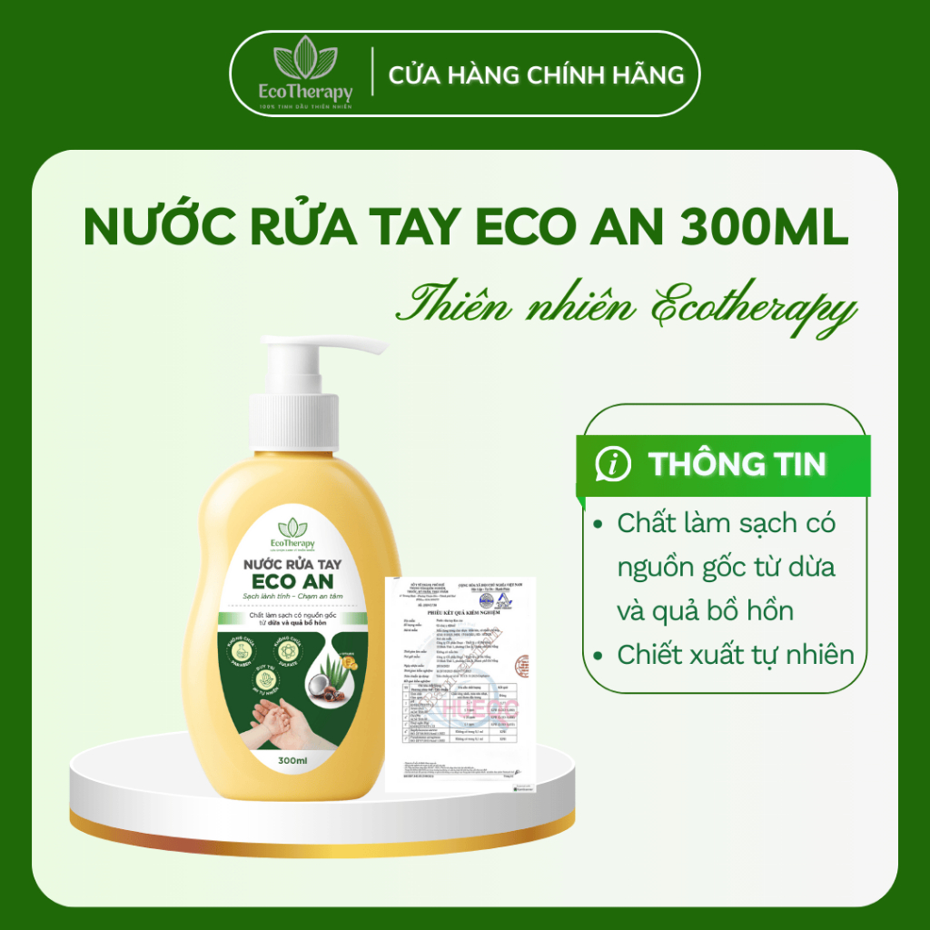 Nước Rửa Tay ECO AN Thiên Nhiên – Thành Phần Bồ Hòn & Lô Hội, Dịu Nhẹ Cho Da EcoTherapy