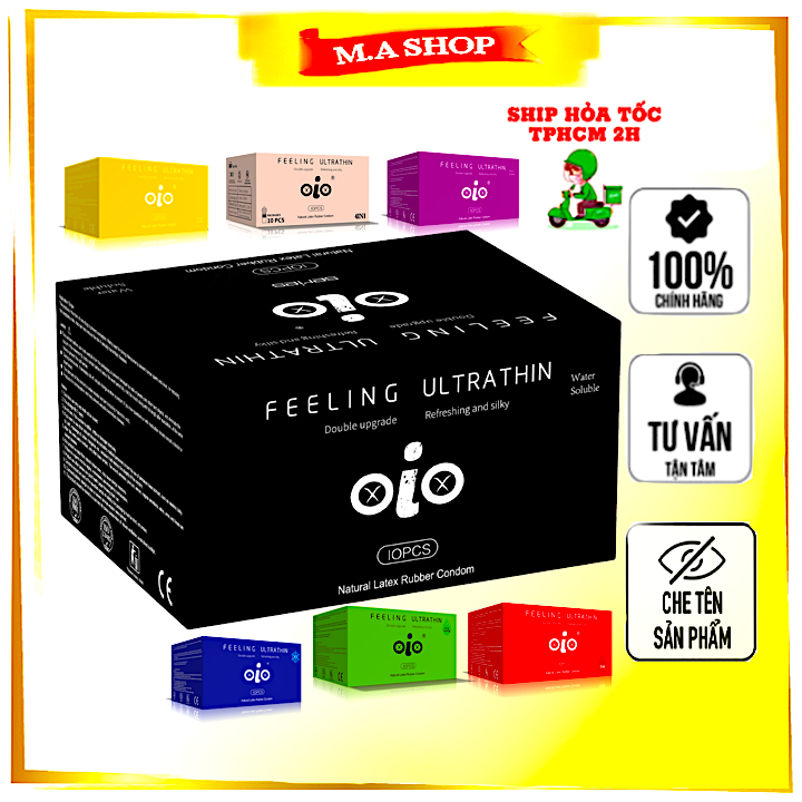 Bao cao su siêu mỏng OiO 001 nhiều gel bôi trơn kéo dài thời gian bcs gân gai chống xuất tinh sớm
