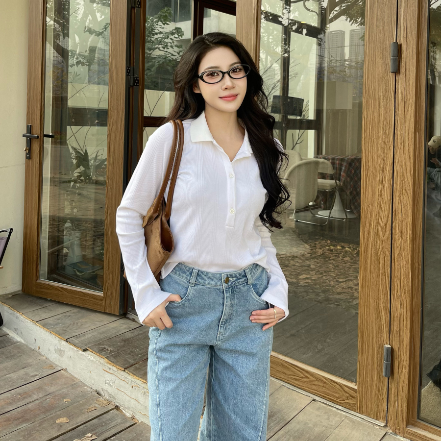 ÁO THUN GÂN DÀI TAY CỔ DỆT CLINE POLO SHIRT HERCODE 25A12B