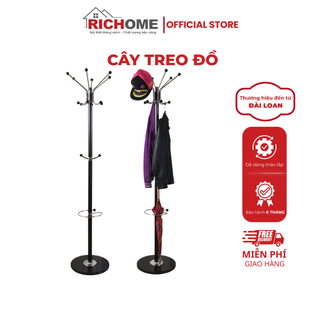 Cây treo quần áo đứng RICHOME HA152. Cây treo quần áo phòng ngủ, hàng nhập khẩu