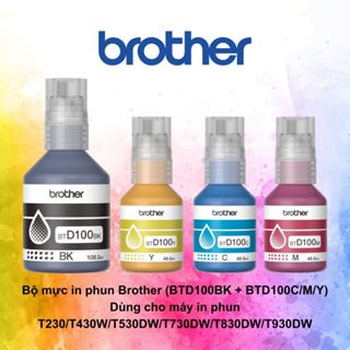 Mực in Brother (BTD100BK + BTD100C/M/Y) bóc máy in Brother DCP-T230/T430W/T530DW/T730DW/T830DW/MFC