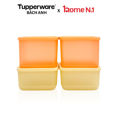 Bộ 4 hộp trữ mát Tupperware Cubix Square - Hàng chính hãng - Nhựa nguyên sinh, an toàn sức khỏe