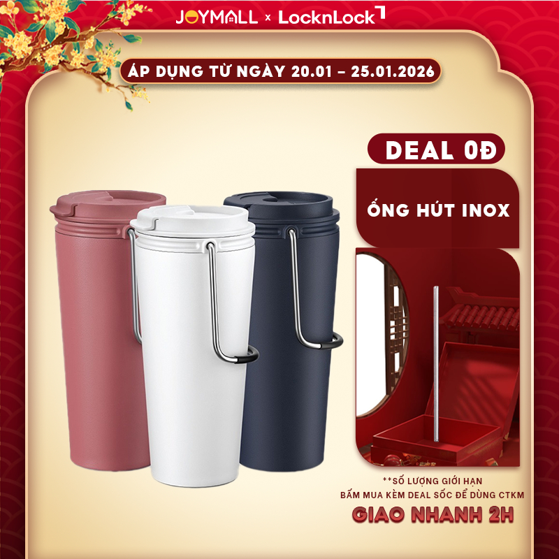 Ly Giữ Nhiệt LocknLock Bucket Tumbler LHC4269 540ml, Hàng Chính Hãng, Có Quai Xách - JoyMall
