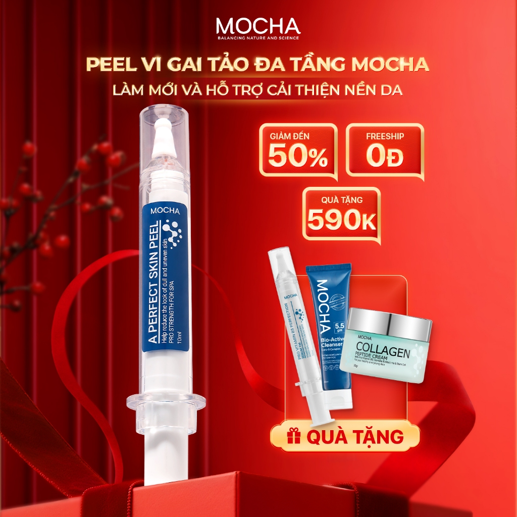 [Chính hãng] Retinol Mix Peel MOCHA Peel da siêu vi tảo 10ml x 2, Skincare Tại Nhà Mua 1 Được 4