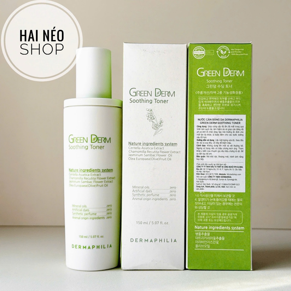 [DATE 07/12/2026] Nước hoa hồng phục hồi Rau má, Nấm men & Niacinamide dịu da, giảm đỏ vêm sưng DERM