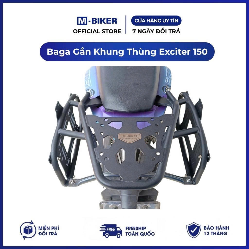 Baga Exciter 150 Gắn Khung Thùng Exciter 150 M-Biker. Khung Chở Hàng Chắc Chắn, Lắp Đặt Nhanh