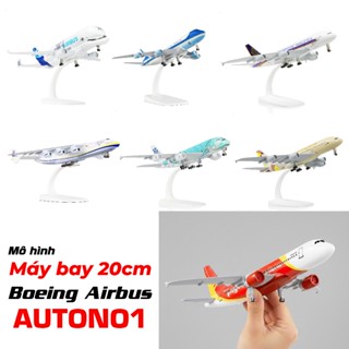 Mô hình máy bay 20cm thân kim loại có bánh xe và đế tháo rời các dòng Boeing Airbus nhiều hãng