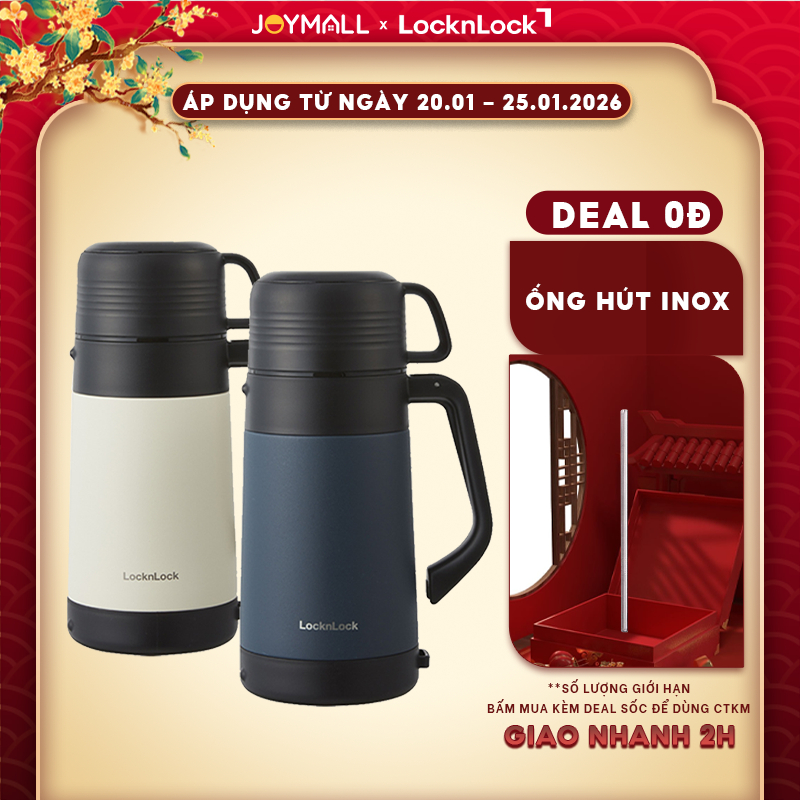 Bình giữ nhiệt LocknLock cỡ đại LHC1484 1,2L và LHC1485 1,8L, hàng chính hãng, nắp làm cốc - JoyMall