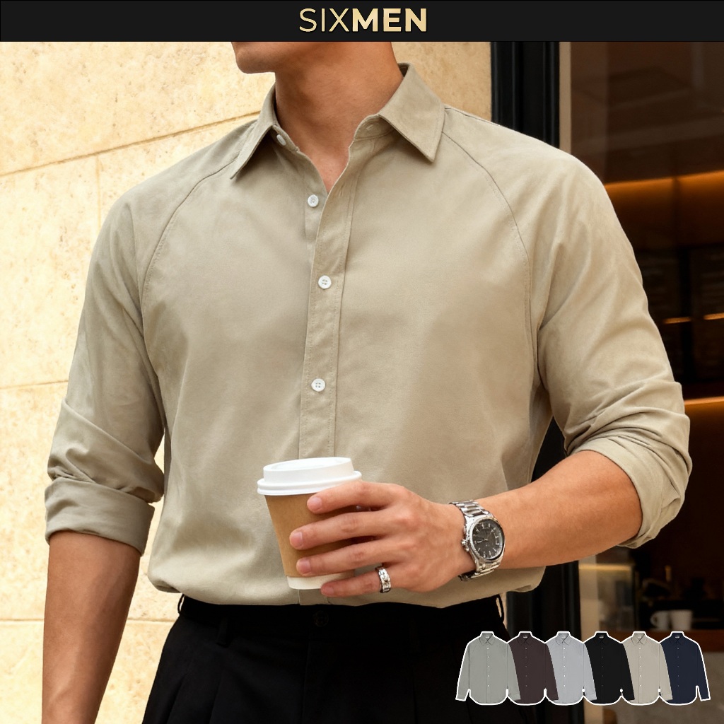 Áo sơ mi tay dài có cổ cao cấp VELMEN Mềm mịn, thoải mái, sang trọng - SIXMEN