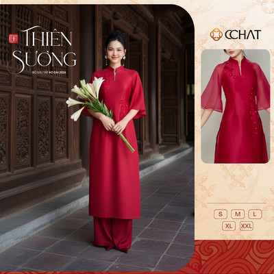 [TẶNG 01 QUẦN LỤA] Áo Dài Nữ 𝐂𝐂𝐇𝐀𝐓 Thiên Sương Chất Tafta Phối Tay Voan Cao Cấp 23NDB8001OT