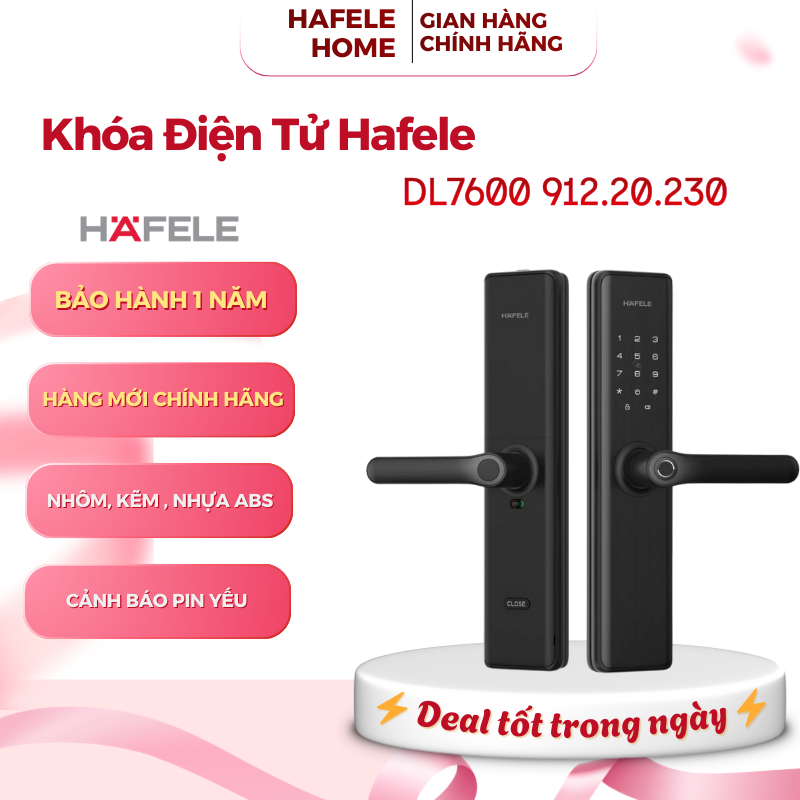 Khóa Điện Tử Hafele DL7600 BLE 912.20.230 - Xác Thực Kép - Màu Đen Sang Trọng - EEH