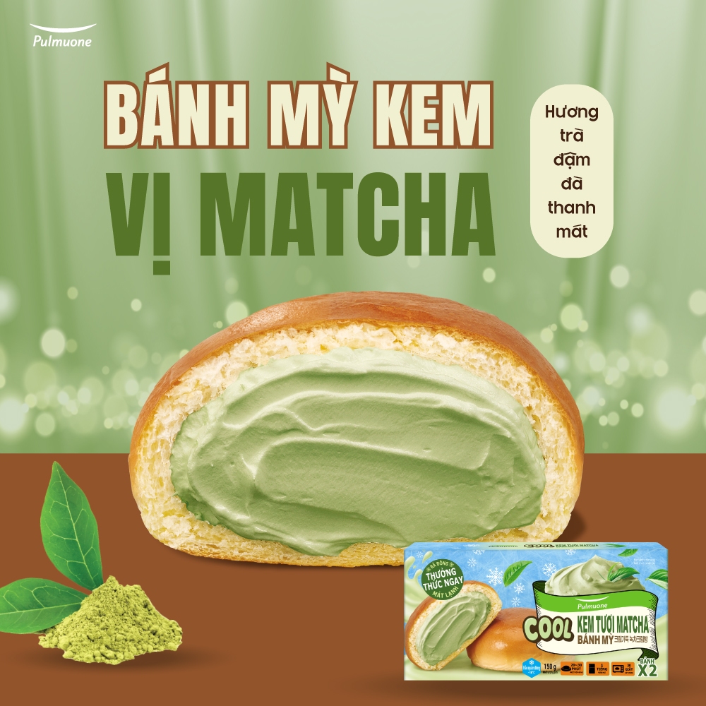 bánh mì kem tươi matcha pulmuone 150gr hộp 2 cái - Hỏa tốc HN
