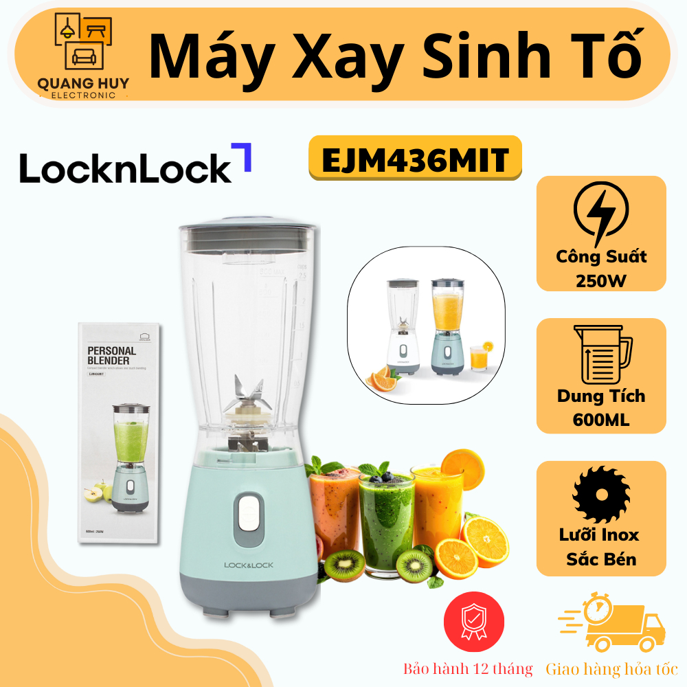 Máy xay sinh tố LocknLock 600ml Personal Blender EJM436 - Hàng chính hãng, nhỏ, gọn