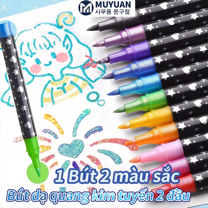 Bút Marker Acrylic Nhũ MUYUAN – Set 24/48/72 Màu, Mực Tăng 80%, Đầu Mềm
