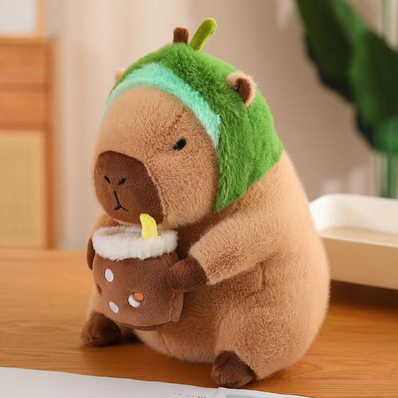  Kawaii Cute Soft Peluches Plushie Animal Capibara Toy Boba Bubble Tea Capybara Stuffed Plush Toys