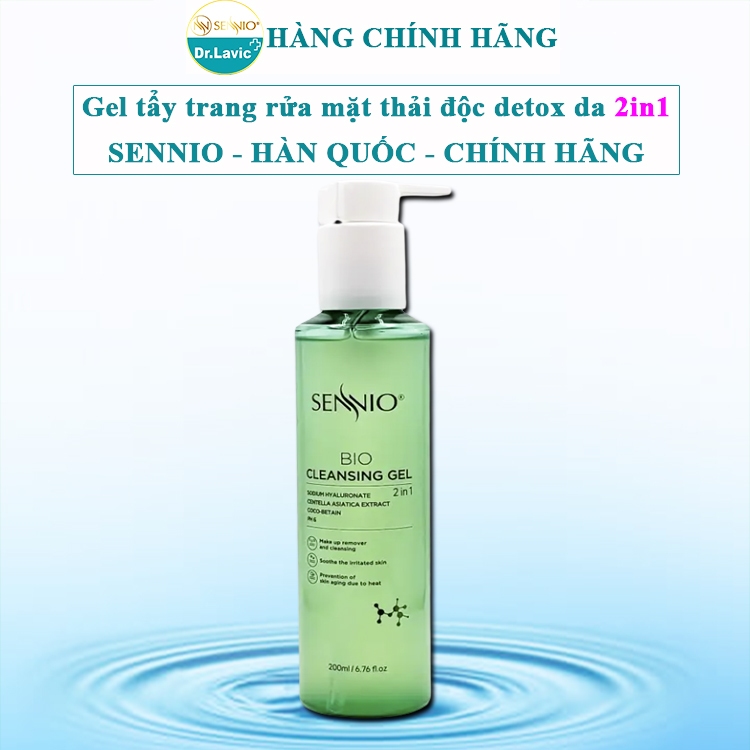 Sữ rửa mặt sennio chính hãng gel tẩy trang sennio chính hãng 2 in 1senio bio cleansing gel 2in1 xanh