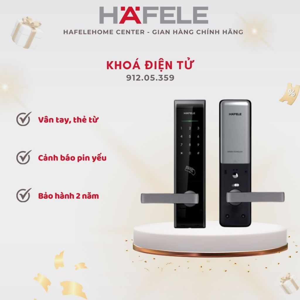 Khóa Điện Tử EL8000-TC Hafele 912.05.359 - Mở Khóa Vân Tay, Thẻ Từ, Mã Số, An Toàn Cao Cấp