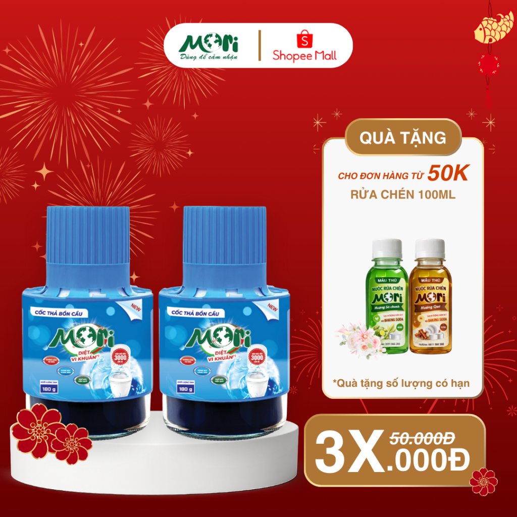 Cốc Thả Bồn Cầu Mori Hương Lavender 180g Làm Sạch Toilet, Khử Mùi, Dùng 3000 Lần Xả