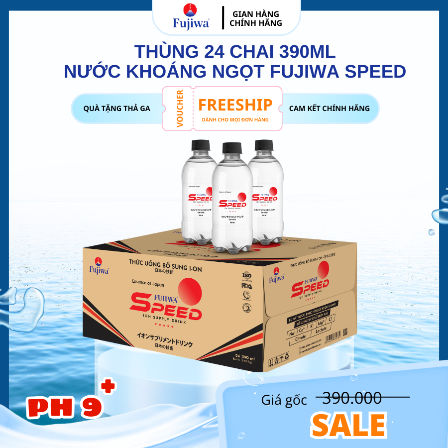 Fujiwa Speed Thùng 24 Chai 390ml Thức Uống Bổ Sung I-ON Giúp bù khoáng, hồi phục năng lượng
