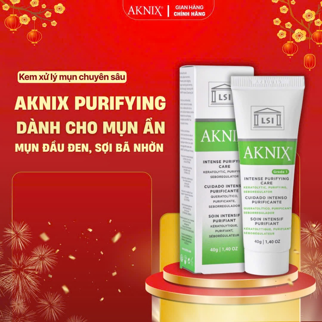 Kem AKNIX PURIFYING 40g - Dành cho mụn ẩn, mụn đầu đen, sợi bã nhờn (mụn không viêm)