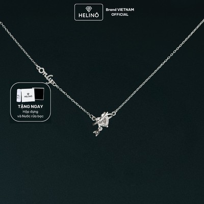 Dây Chuyền Bạc Nữ HELINO ONLY LOVE Mặt Đá Trái Tim Đính Đá Giọt Nước Bạc S925 Lấp Lánh C62