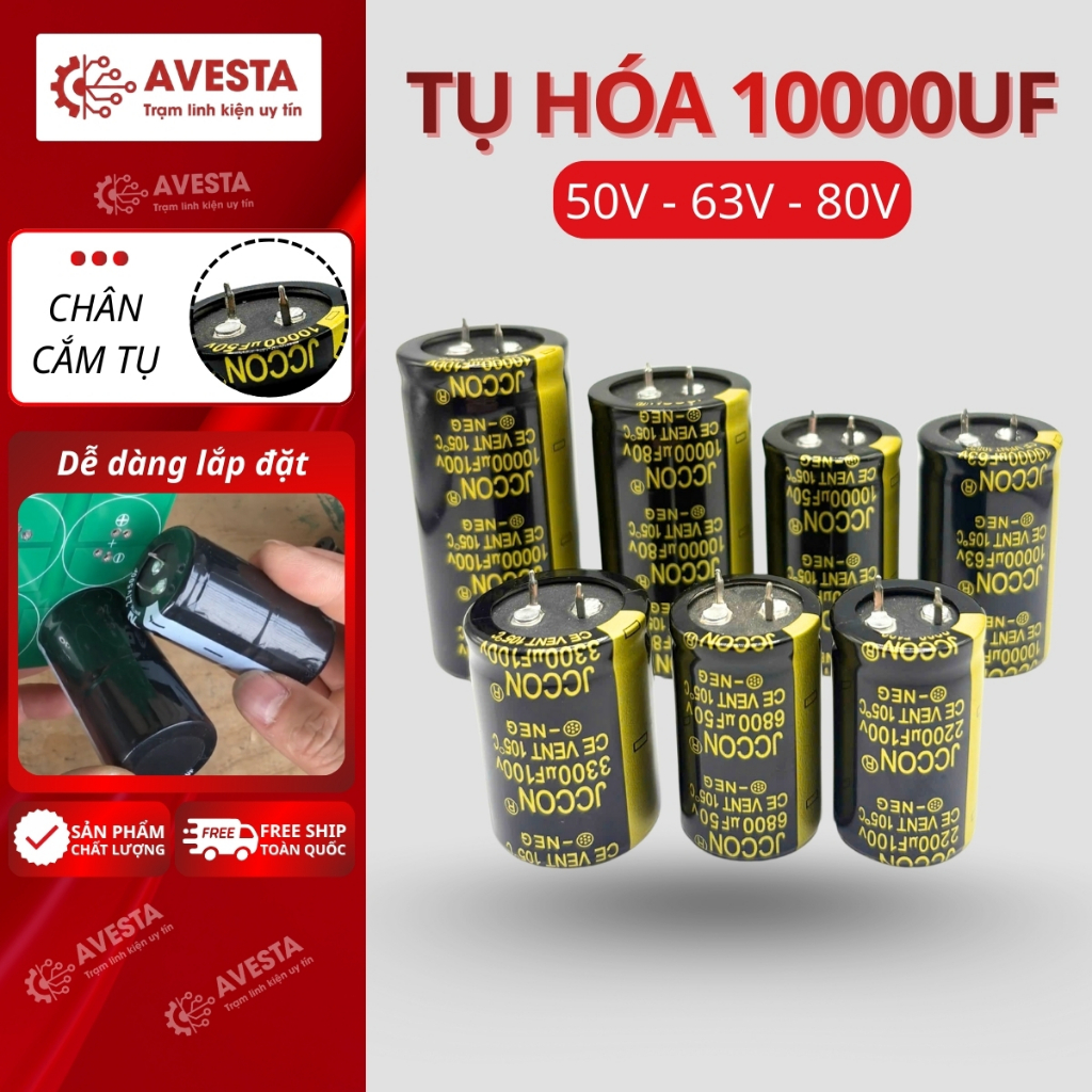 Tụ hóa 50v 63V 80V 10000uf JCON chân cắm chắc hiệu suất vượt trội Avesta