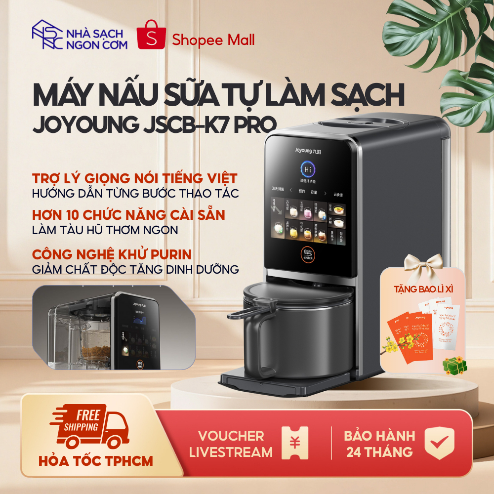 Joyoung Máy nấu sữa hạt làm sạch tự động JSCB-K7 PRO có trợ lý giọng nói Tiếng Việt - BH 2 năm