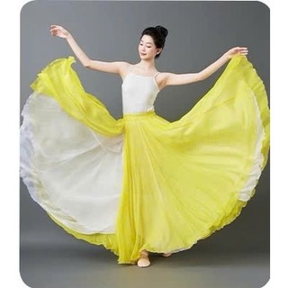 [Có sẵn] Váy múa 900 độ 2 lớp VM39 - Trang phục biểu diễn múa - Váy múa tencel 2 màu mặc được 2 mặt xẻ