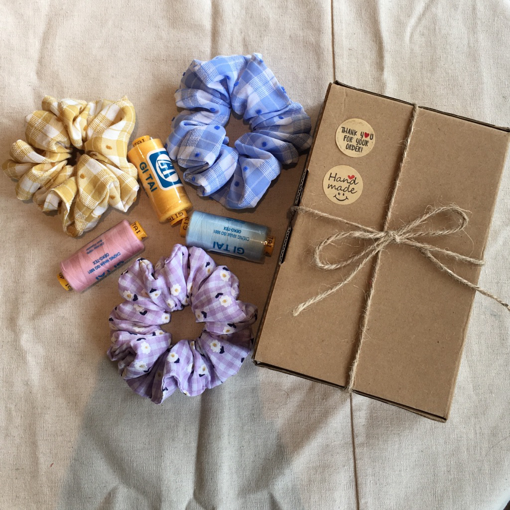 Set 5 Dây Cột Tóc Vải Srunchies Handmade.