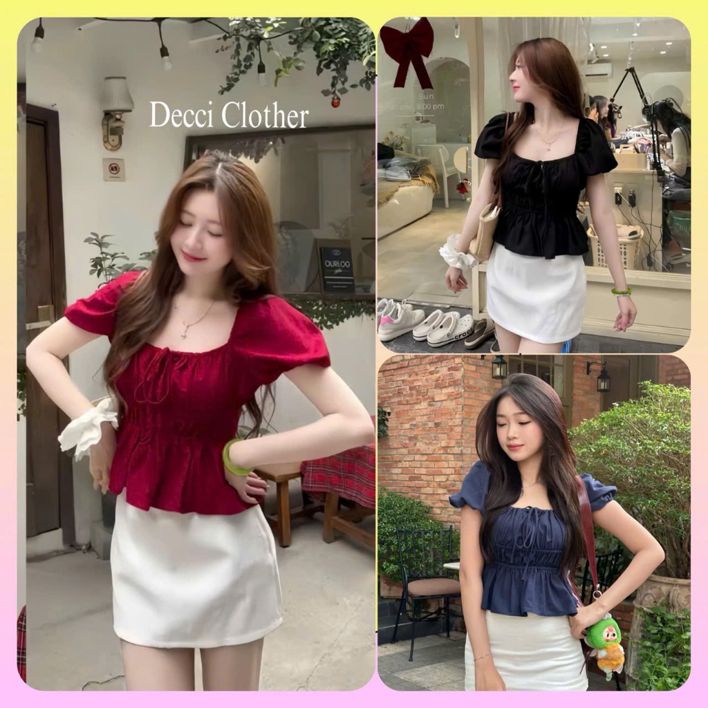 [HÀNG LOẠI 1]Áo Babydoll Linen Kiểu Tay Bồng Chiết Eo Bo Thân Siêu Xinh,Tôn Dáng Mặc Được Nhiều Kiểu