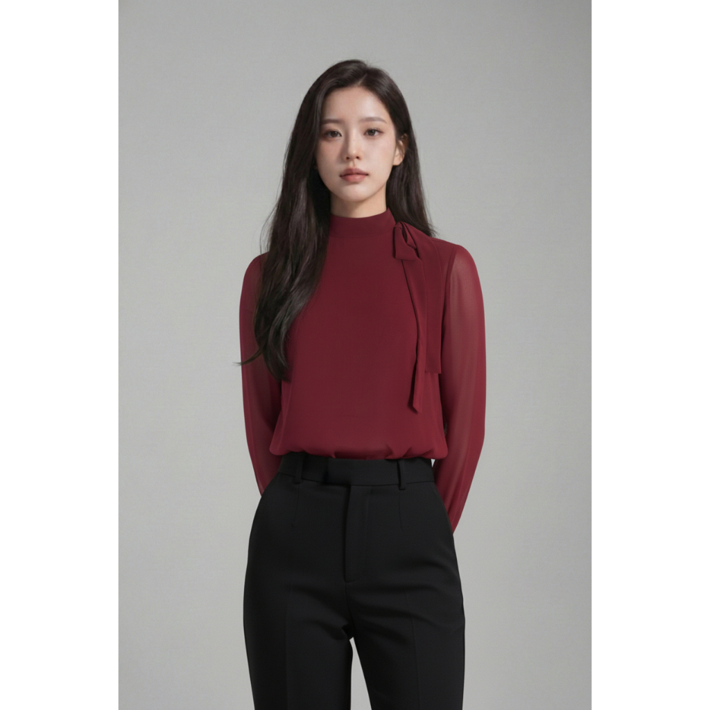 [0NLINE] Áo kiểu Nữ Format 10005748 đính nơ trang trí