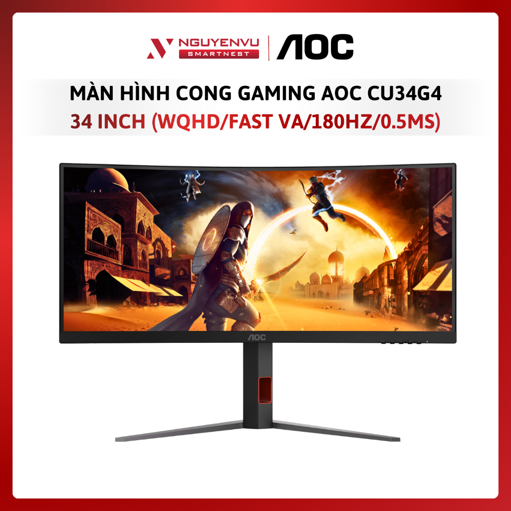 Màn Hình Cong Gaming AOC CU34G4 34 inch (WQHD/Fast VA/180HZ/0.5ms) - Hàng Chính Hãng - Bảo Hành 3 Nă