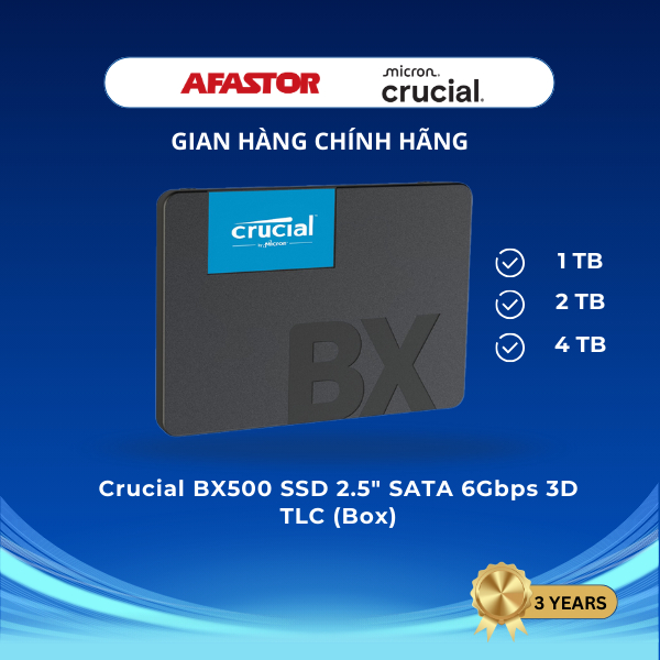 Ổ Cứng SSD Crucial BX500 1TB 3D NAND SATA 2.5" | CT1000BX500SSD1