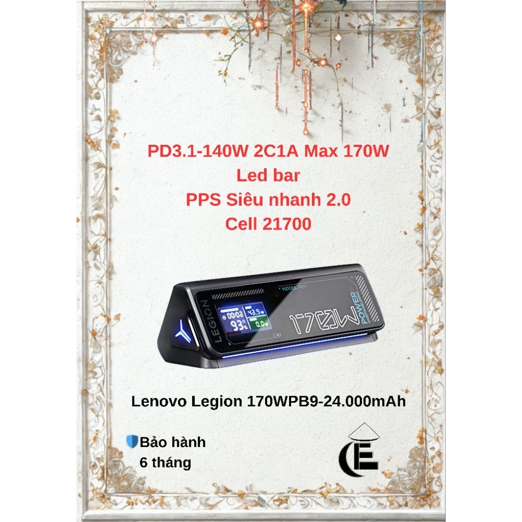 Sạc dự phòng Lenovo Legion 170W PB9 24000mAh 2C1A PD 3.1 140W