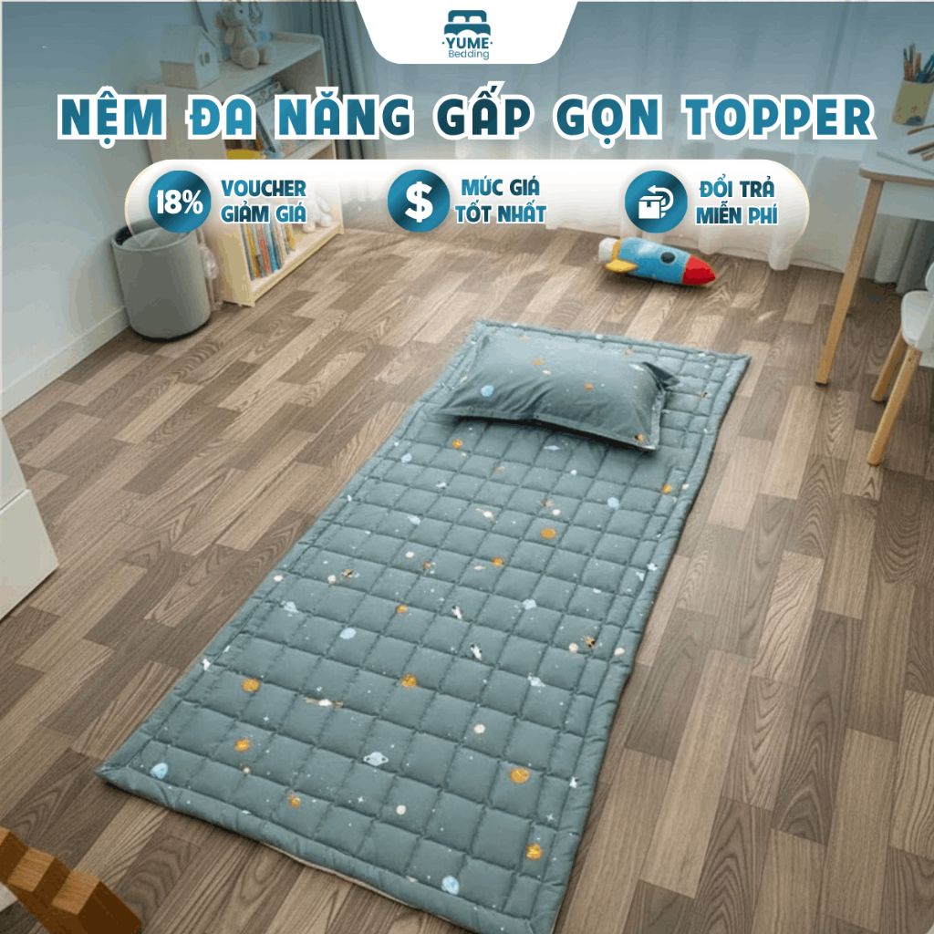 Nệm Gấp Gọn 90x2m Topeer Tiện Lợi Cho Văn Phòng Nghỉ Trưa Mềm Mại Thoáng Khí Dễ Dàng Cất Gọn