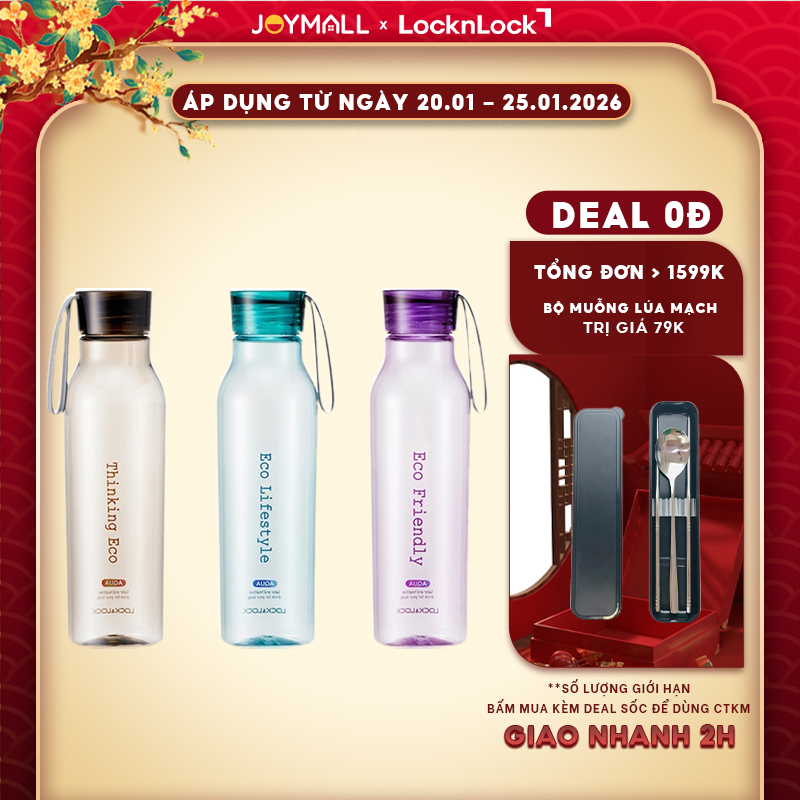 Bình nước nhựa LocknLock Eco Bottle ABF644 550ml - Hàng chính hãng, chống rỉ - JoyMall