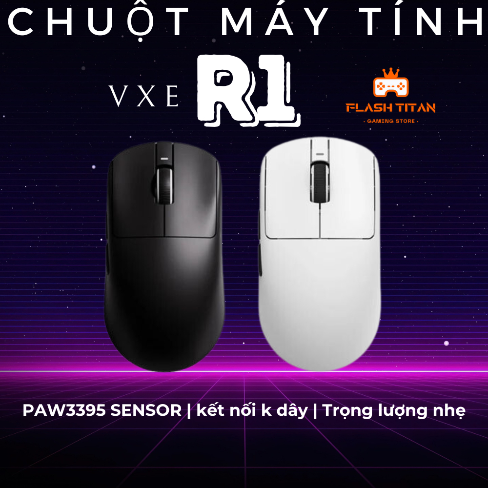 Chuột không dây VXE R1 SE - R1 SE Plus -3 chế độ kết nối - Chuột gaming giá rẻ dùng cho PC, laptop